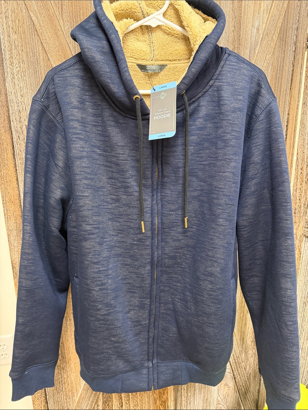 Men's Navy Blue Sherpa-Lined Full-Zip Hoodie